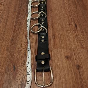 Bondage belt metal ring belt real leather